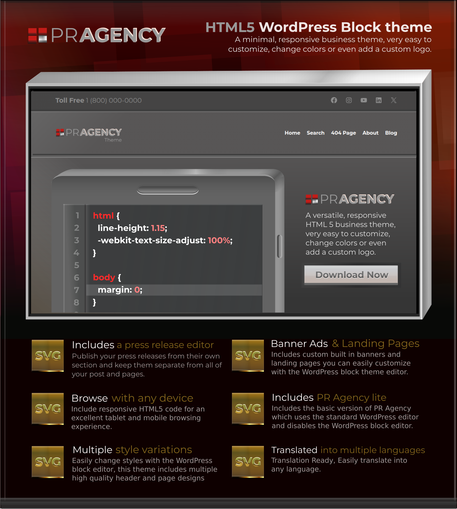 PR Agency multi-purpose responsive HTML 5 WordPress business theme